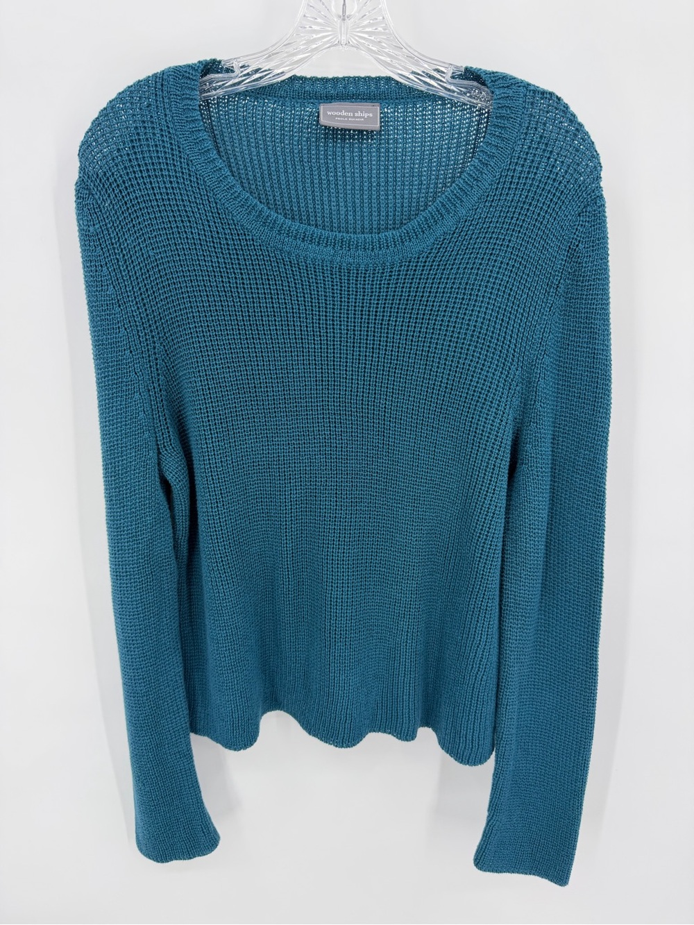 Wooden Ships Scoop Neck Sweater Cotton Blend Teal Blue Size L/XL